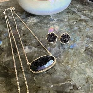 Custom Kendra Scott Black Drusy Delaney and Macy Set